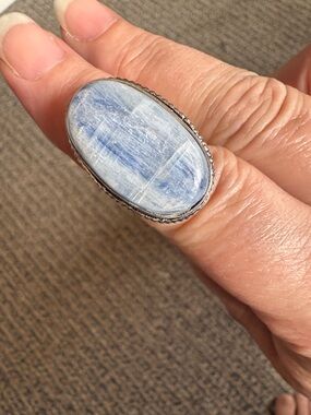 Blue Kyanite silver plated ring Sz 7
